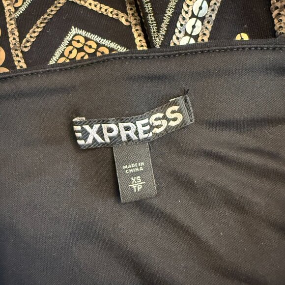 EXPRESS Gold&Silver Sequins over Black Spandex MINI SKIRT - Picture 2 of 9